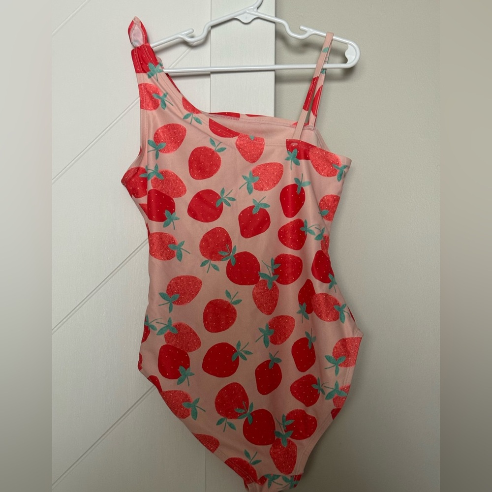 GAP Kids Strawberry Print One Piece Swimsuit XL Pink Red Cute Summer - Picture 4 of 6